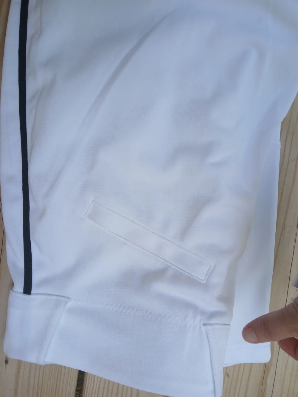 Nike White Athletic Pants with Black Swoosh and Stripe - Picture 3 of 4